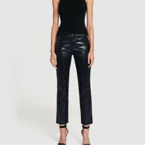 #100 FRAME LE SYLVIE Slim Cut Cropped Waxed Jeans
